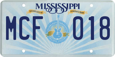 MS license plate MCF018