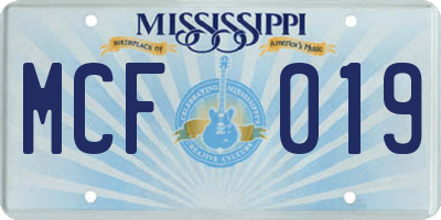 MS license plate MCF019