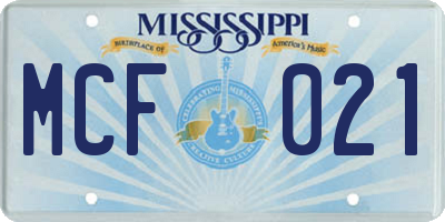 MS license plate MCF021