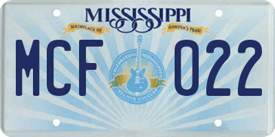 MS license plate MCF022