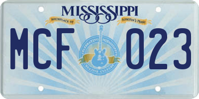 MS license plate MCF023