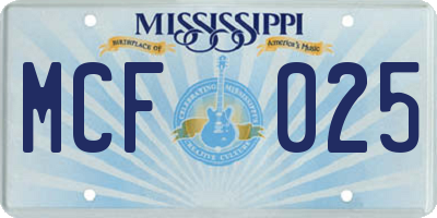MS license plate MCF025