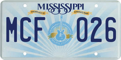 MS license plate MCF026