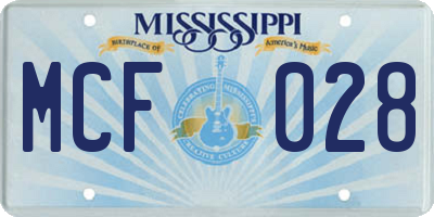 MS license plate MCF028
