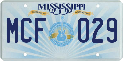 MS license plate MCF029