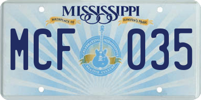 MS license plate MCF035