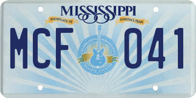 MS license plate MCF041