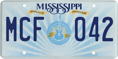 MS license plate MCF042