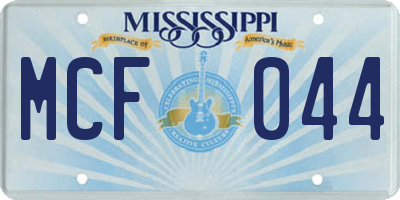MS license plate MCF044