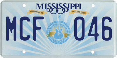 MS license plate MCF046