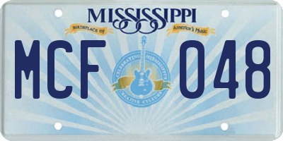 MS license plate MCF048