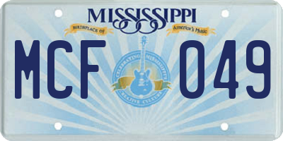 MS license plate MCF049
