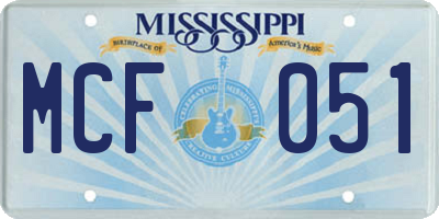 MS license plate MCF051
