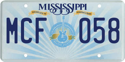 MS license plate MCF058