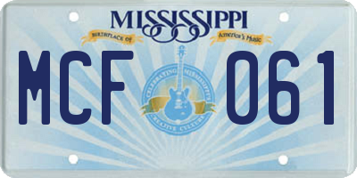 MS license plate MCF061