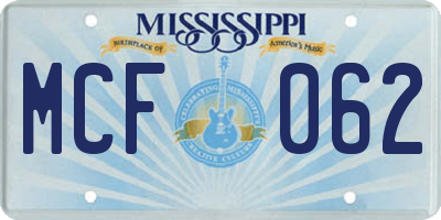 MS license plate MCF062