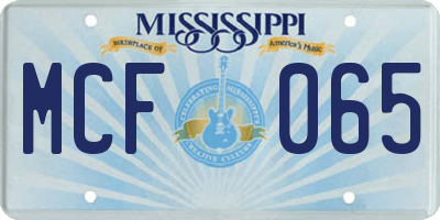 MS license plate MCF065