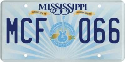 MS license plate MCF066