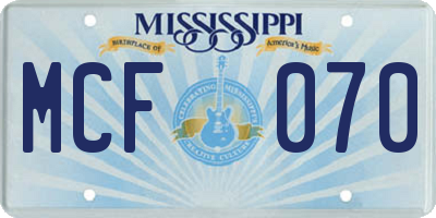 MS license plate MCF070