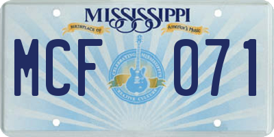MS license plate MCF071