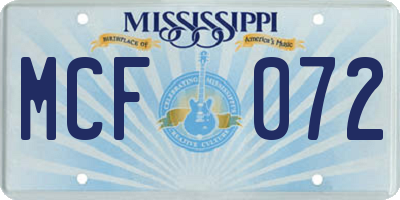 MS license plate MCF072