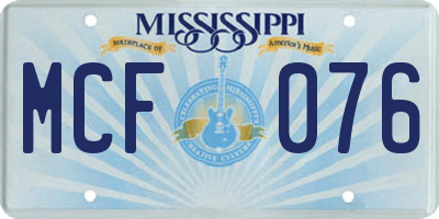 MS license plate MCF076