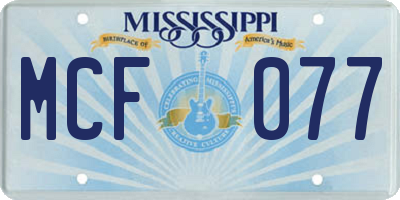 MS license plate MCF077