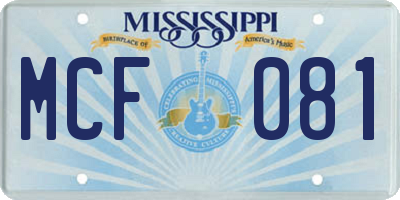 MS license plate MCF081