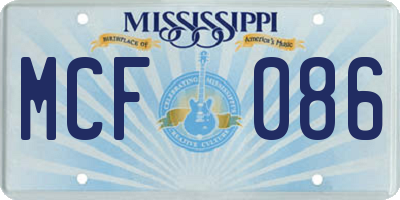 MS license plate MCF086