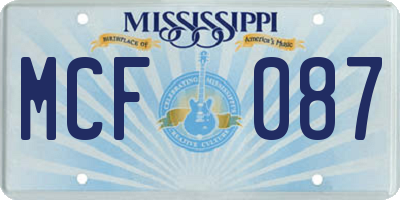 MS license plate MCF087