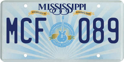 MS license plate MCF089