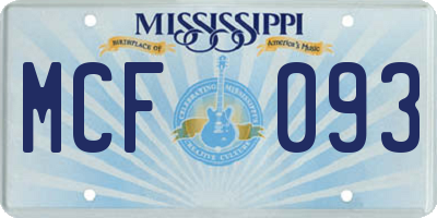 MS license plate MCF093