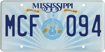MS license plate MCF094