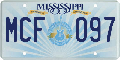 MS license plate MCF097
