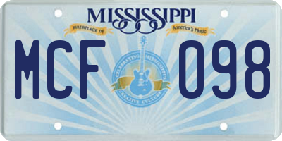 MS license plate MCF098