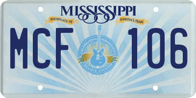 MS license plate MCF106