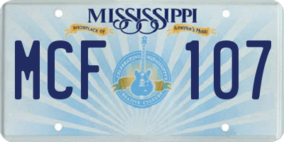 MS license plate MCF107