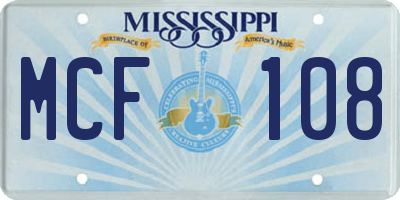 MS license plate MCF108