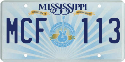 MS license plate MCF113