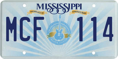 MS license plate MCF114