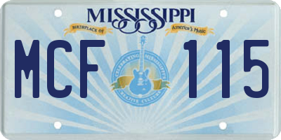MS license plate MCF115