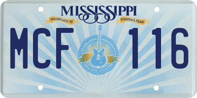 MS license plate MCF116