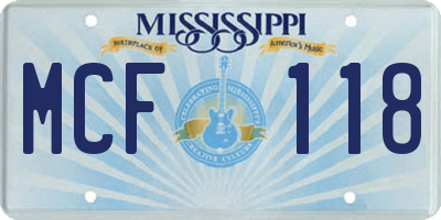 MS license plate MCF118