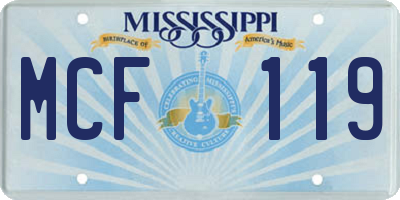 MS license plate MCF119