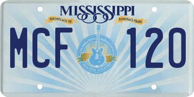 MS license plate MCF120