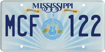 MS license plate MCF122