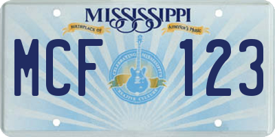 MS license plate MCF123