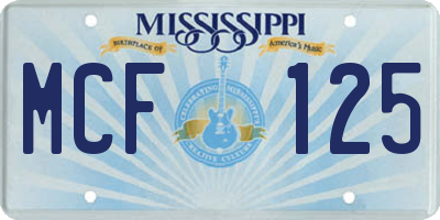 MS license plate MCF125