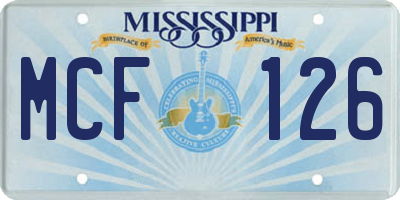 MS license plate MCF126