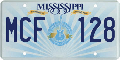 MS license plate MCF128